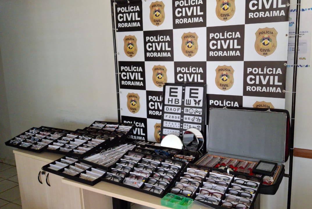 Polícia Civil apreendeu todo material do falso oftalmo - Foto: Divulgação.